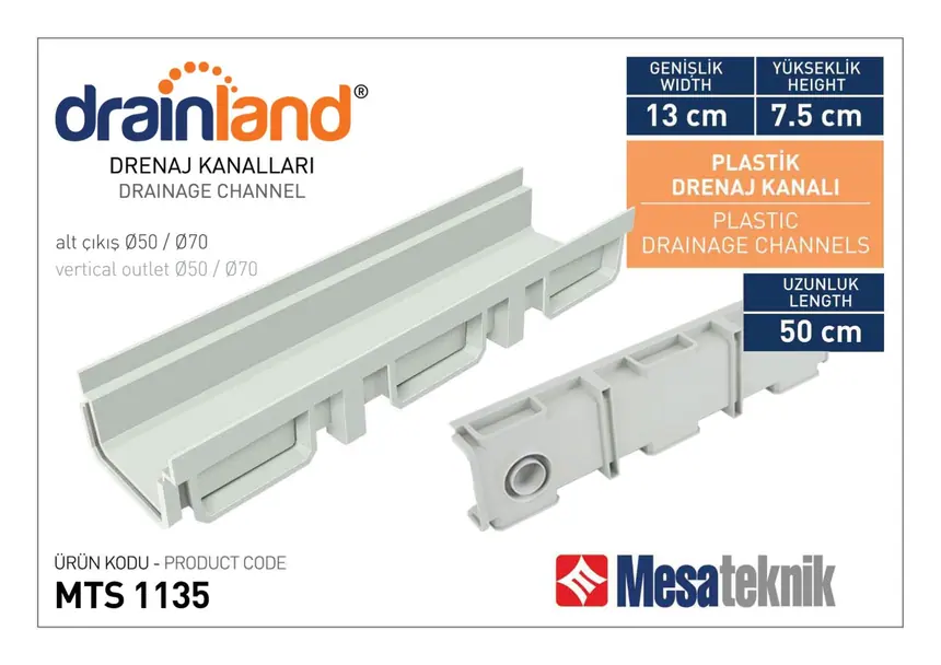 MTS 1035 Genişlik 130 mm Derinlik 75 mm Uzunluk 50 cm