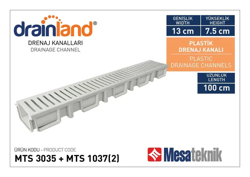 MTS 3035 Genişlik 130 mm Derinlik 75 mm Uzunluk 100 cm