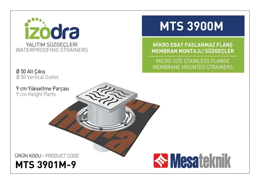 MTS 3900M Paslanmaz Flanş Membran Montajlı Süzgec Sistemleri Mikro Ebat