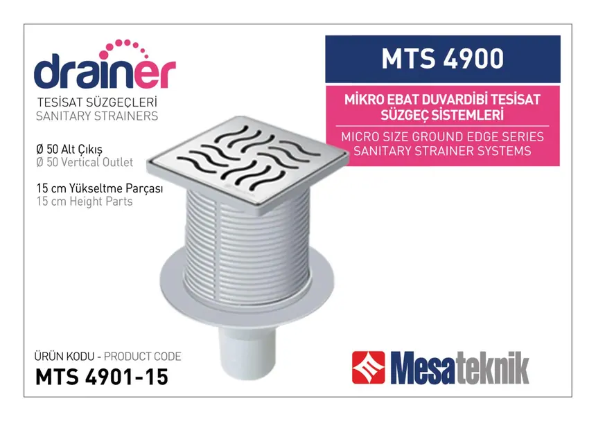 MTS 4900 Mikro Ebat Duvardibi Tesisat Süzgeç Sistemleri