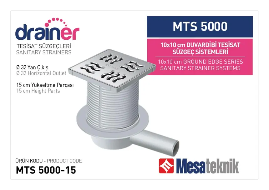 MTS 5000 10 cm Duvardibi Tesisat Süzgeç Sistemleri