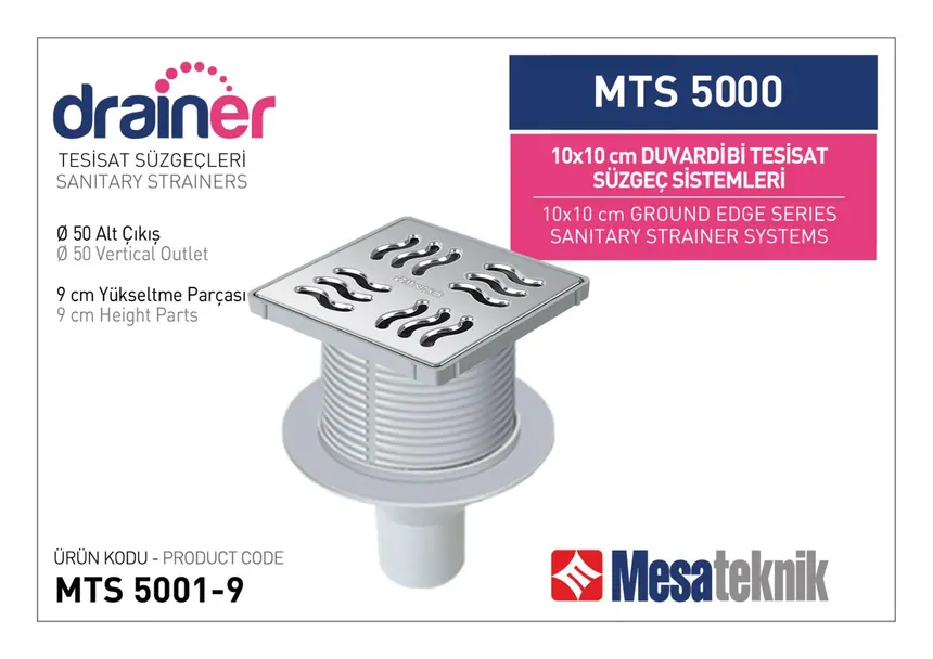 MTS 5000 10 cm Duvardibi Tesisat Süzgeç Sistemleri