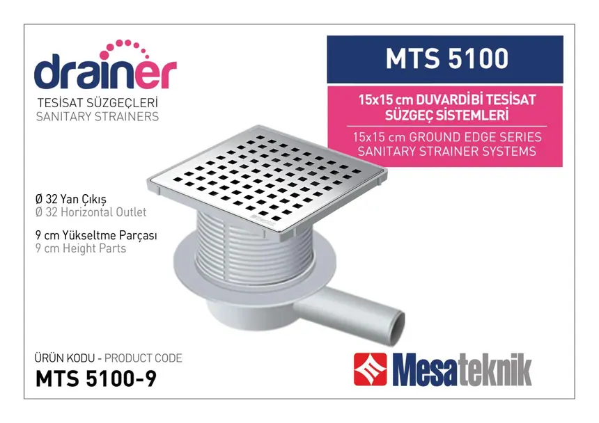 MTS 5100 15 cm Duvardibi Tesisat Süzgeç Sistemleri