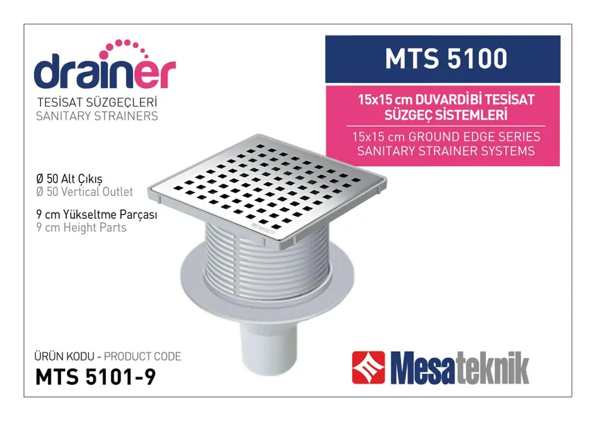 MTS 5100 15 cm Duvardibi Tesisat Süzgeç Sistemleri