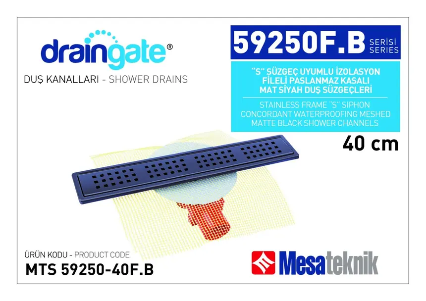 MTS 59250BF S Sifonlu İzolasyon Fileli Paslanmaz Kasalı Mat Siyah Kaplama