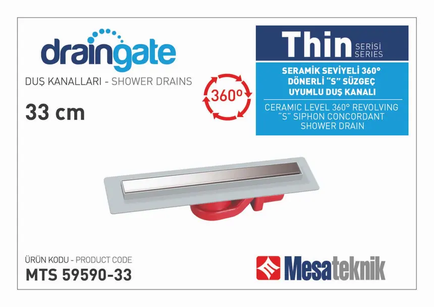 MTS 59590 Thin Serisi 360º Dönerli S Süzgeç Uyumlu Gri Gövde