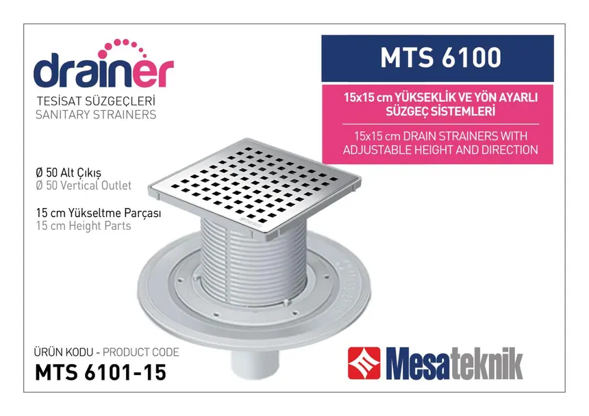 MTS 6100 15 cm Yükseklik ve Yön Ayarlı Tesisat Sistemleri