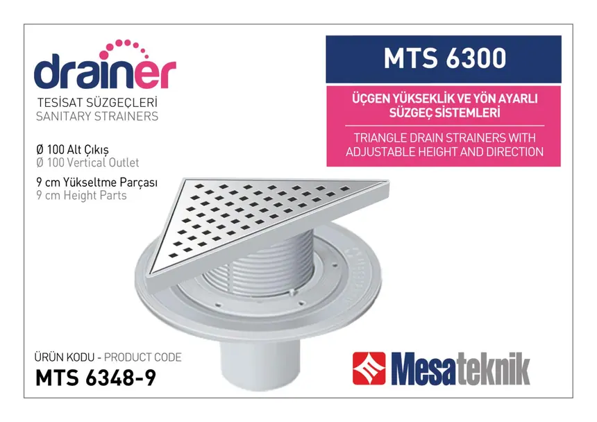 MTS 6300 20 cm Üçgen Yükseklik ve Yön Ayarlı Tesisat Sistemleri