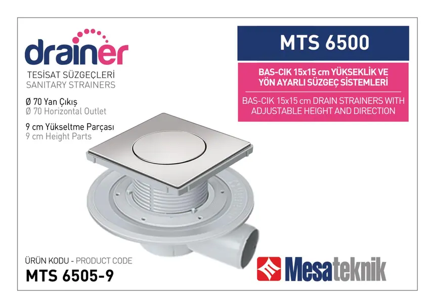MTS 6500 15 cm BasÇık Yükseklik ve Yön Ayarlı Tesisat Sistemleri