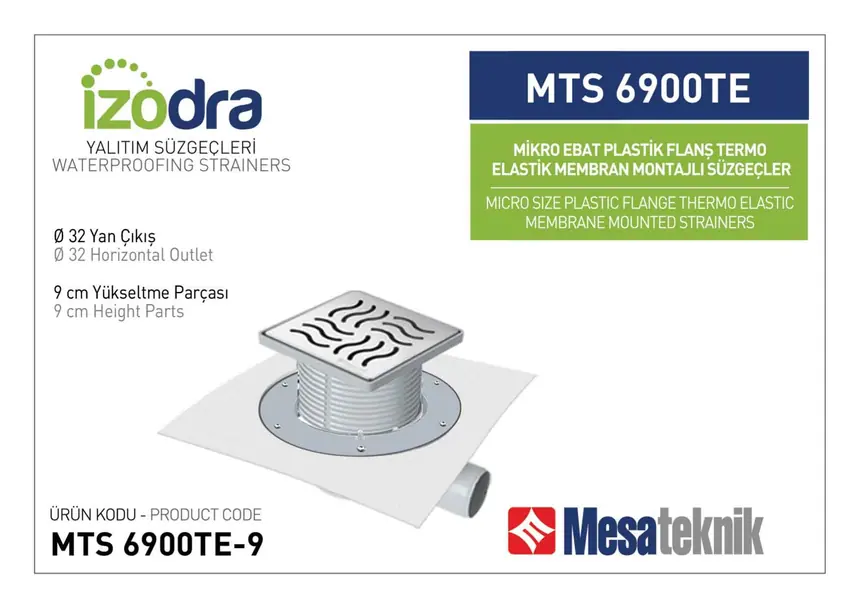 MTS 6900TE Termo Elastik Örtü Plastik Flanş Montajlı Süzgec Sistemleri Mikro Ebat