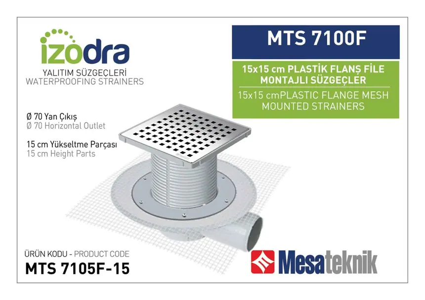 MTS 7100F Fileli Plastik Flanş Montajlı Süzgec Sistemleri 15 cm