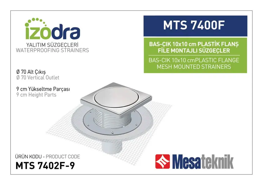 MTS 7400F Fileli Plastik Flanş Montajlı Süzgec Sistemleri 10 cm BasÇı