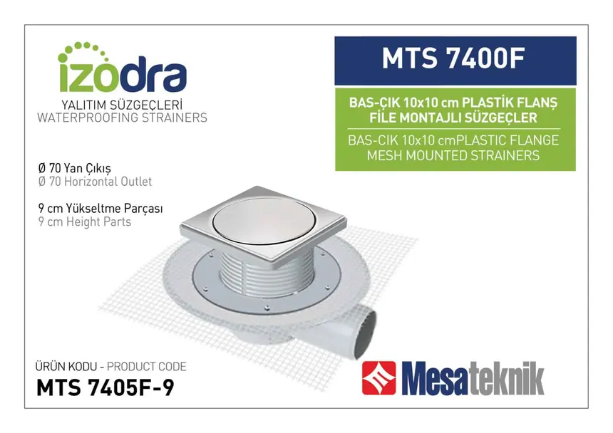 MTS 7400F Fileli Plastik Flanş Montajlı Süzgec Sistemleri 10 cm BasÇı