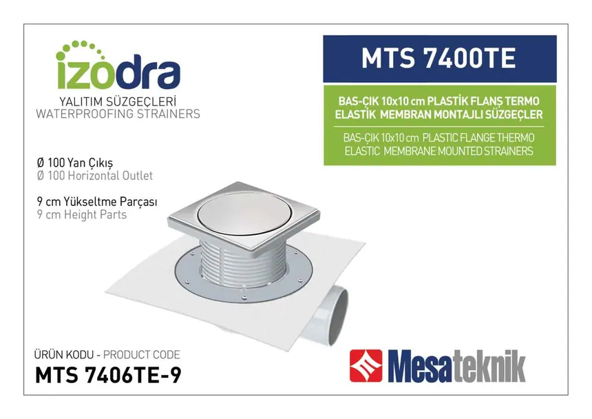 MTS 7400TE Termo Elastik Örtü Plastik Flanş Montajlı Süzgec Sistemleri 10 cm BasÇık