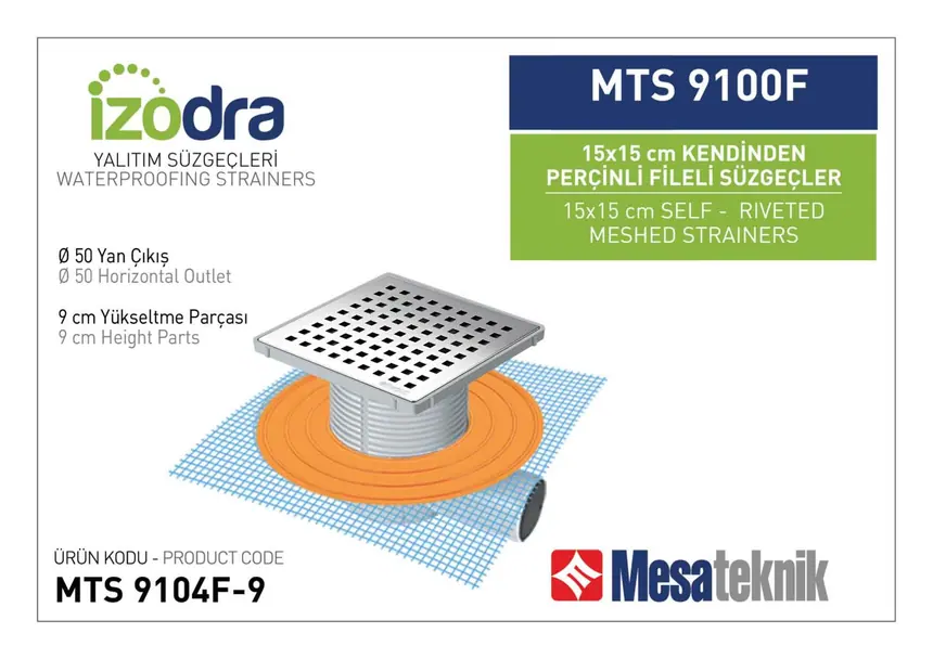 MTS 9100F Kendinden Percinli Fileli Suzgec Sistemleri 15 cm