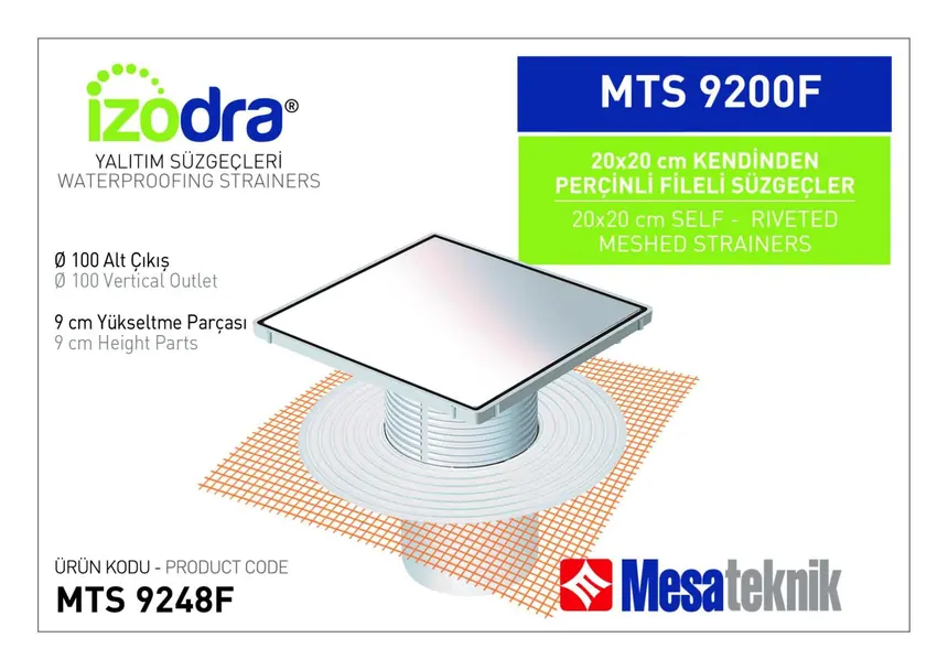 MTS 9200F Kendinden Percinli Fileli Suzgec Sistemleri 20 cm Kare