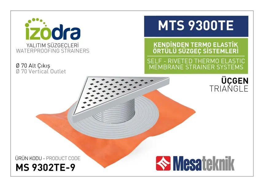MTS 9300TE Kendinden Percinli Örtülü Suzgec Sistemleri 20 cm Üçgen