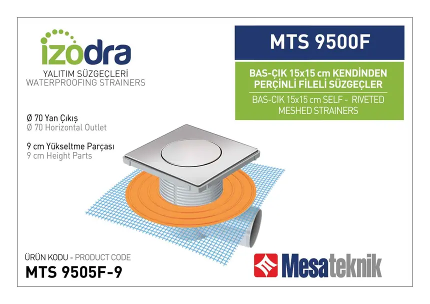 MTS 9500F Kendinden Percinli Fileli Suzgec Sistemleri 15 cm BasÇık